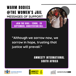 Constitution Hill: Warm bodies Womens jail Messages Amensty Int