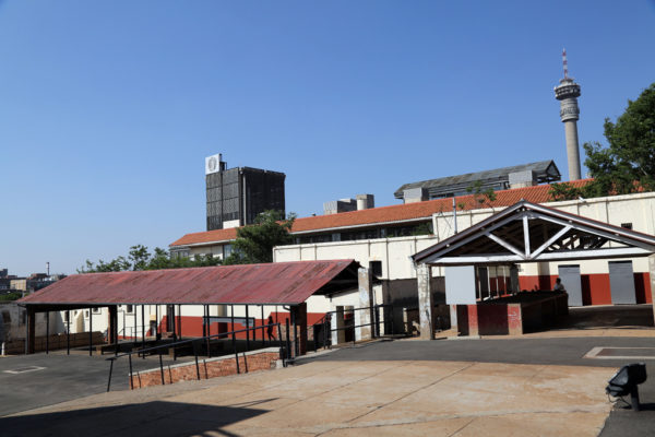 Constitution Hill: A view of Number Four prison, surrounded by the city of Johannesburg.