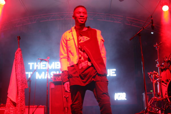 Constitution Hill: Electro-artist Mashayabhuqe KaMamba performed at the Afropunk launch, with DJ Themba Lunacy. (Image: ConHill)