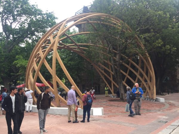 Constitution Hill: People enjoy Arch for Arch, outside Cape Town's St George’s Cathedral.