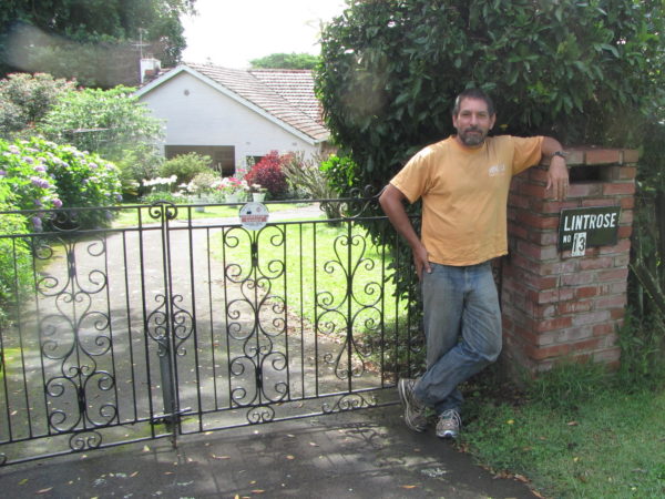 Constitution Hill: Anthony in front of Alan Paton's house, Lintrose, in Bothas Hill