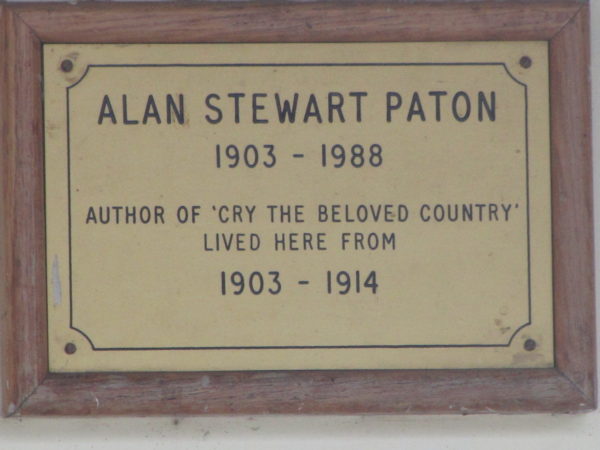 Constitution Hill: The commemorative plaque at Alan Paton's childhood home in Pietermaritzburg