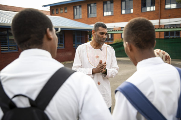 Constitution Hill: Amnesty International Secretary General Kumi Naidoo speaks with learners at his old school in Chatsworth, Durban.