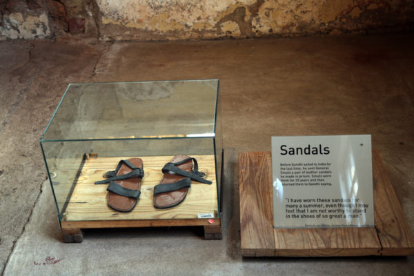 Constitution Hill: Mahatma Gandhi's sandals, which he gave to Union of South Africa Prime Minister Jan Smuts, who later gave them back to him.